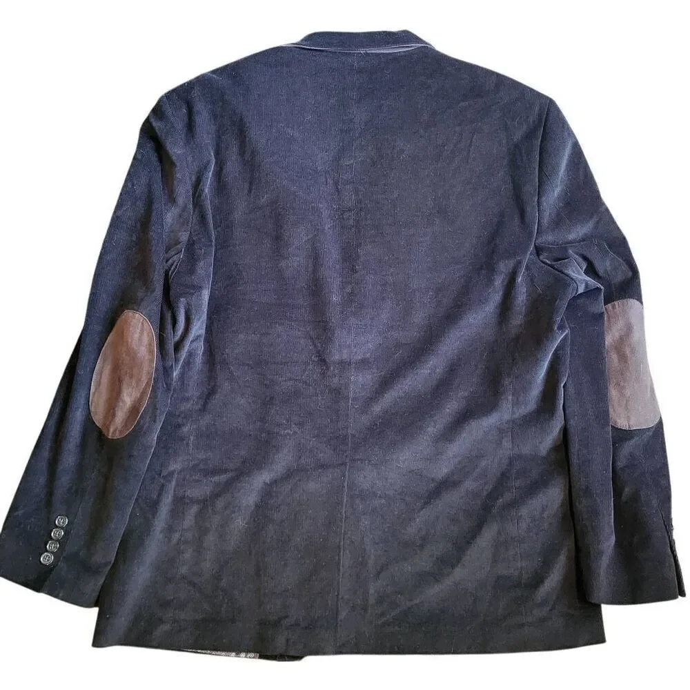 Lauren Ralph Lauren Jacket Men's 43R Black Corduroy Elbow Patch Sport Coat